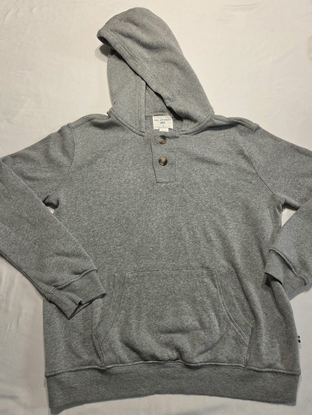 Sol Angeles Heather Gray Hooded Henley Sweatshirt
